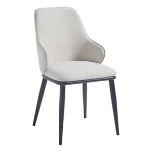 Contemporary Fabric and Metal Dining Chair Set of 2 Beigeand Black