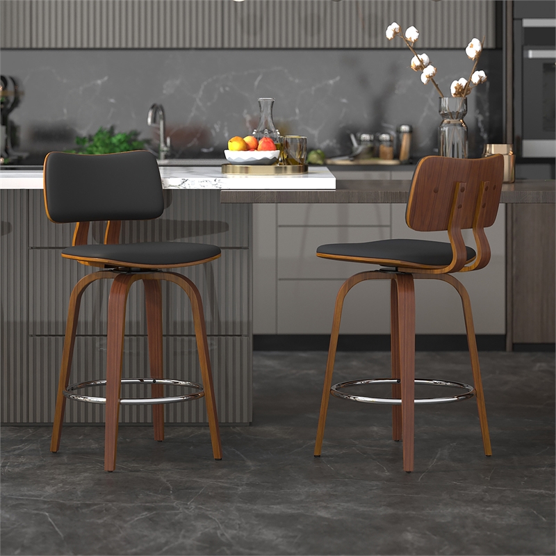 MidCentury Faux Leather and Wood 26
