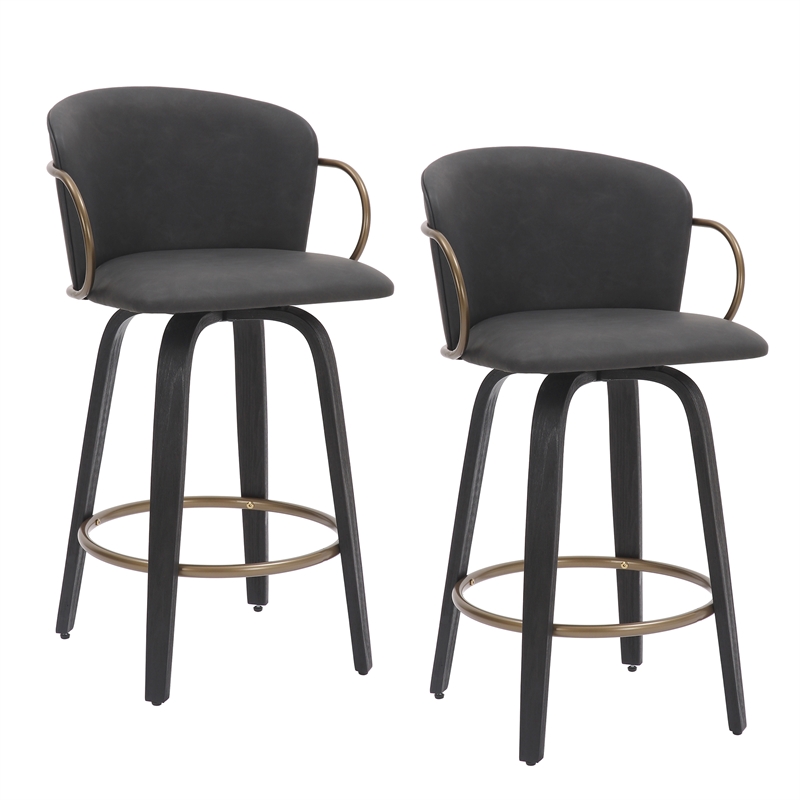 MidCentury Faux Leather Wood 26