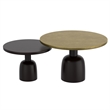 Inspire Industrial Chic Cast Aluminum 2pc Round Coffee Table Set Gold Black