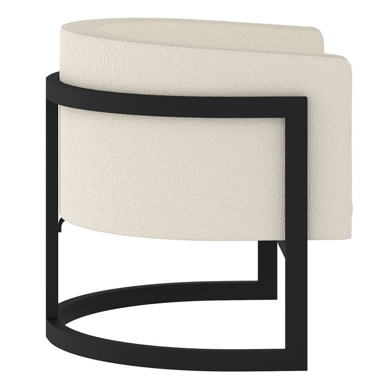 Inspire Modern Boucle Fabric Accent Chair Ivory and Black