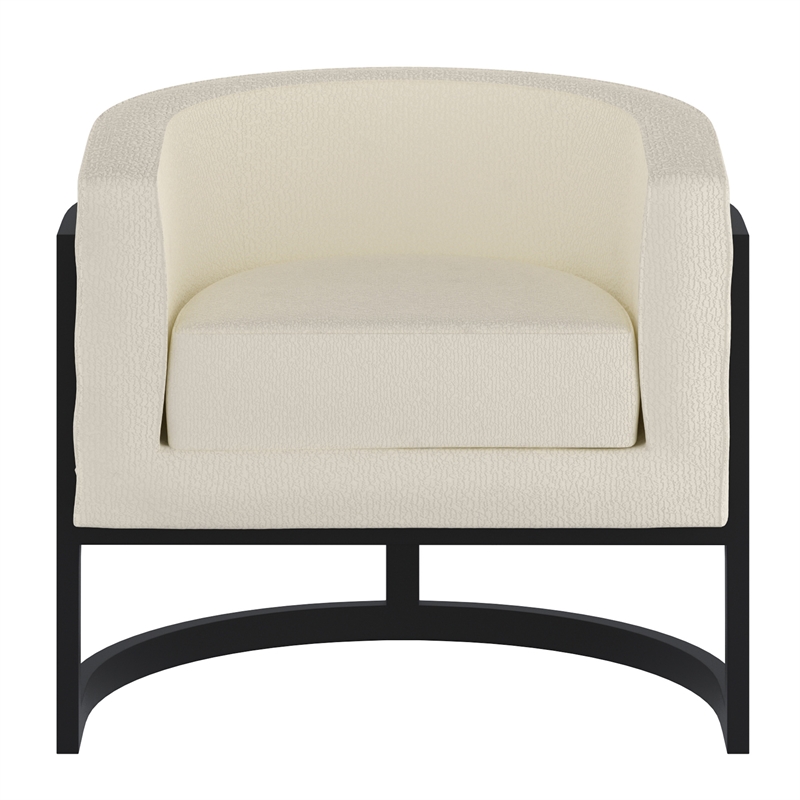Inspire Modern Boucle Fabric Accent Chair Ivory and Black