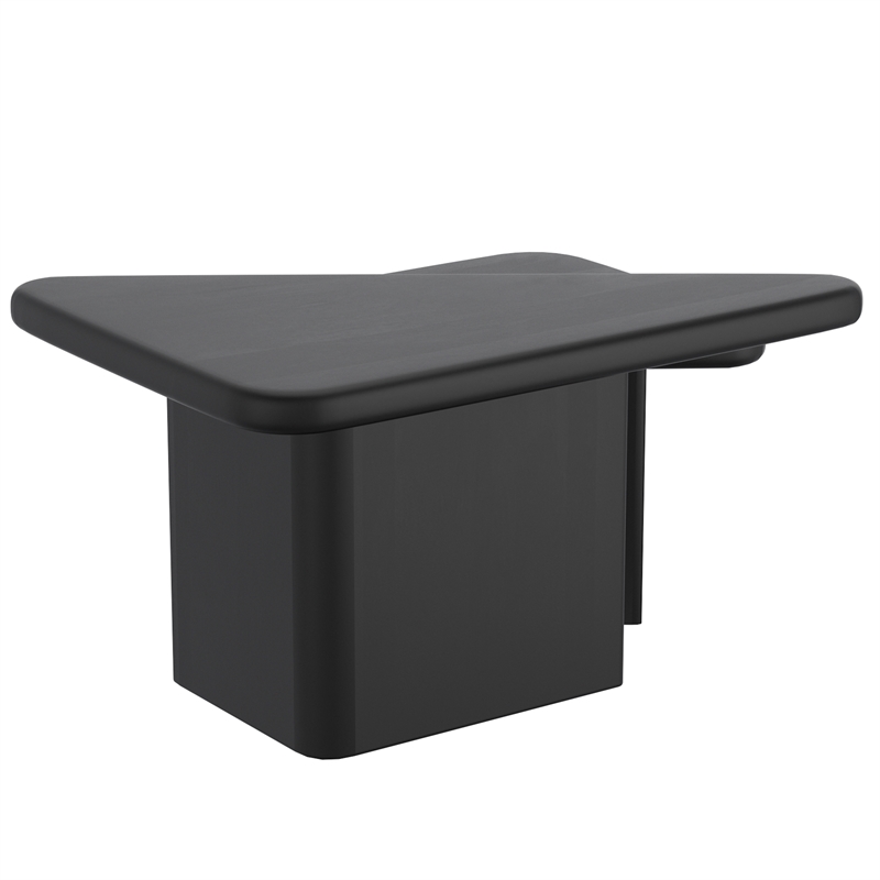 Inspire MidCentury Modern Solid Wood 2pc Coffee Table Set Black