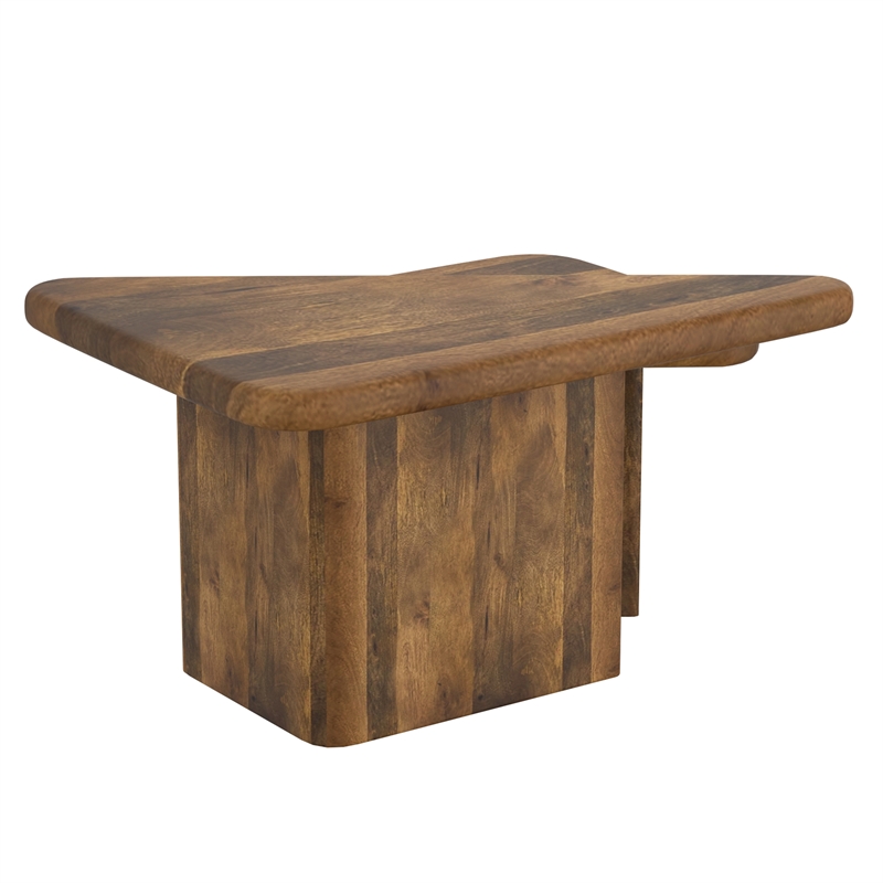 Inspire MidCentury Modern Solid Wood 2pc Coffee Table Set Walnut