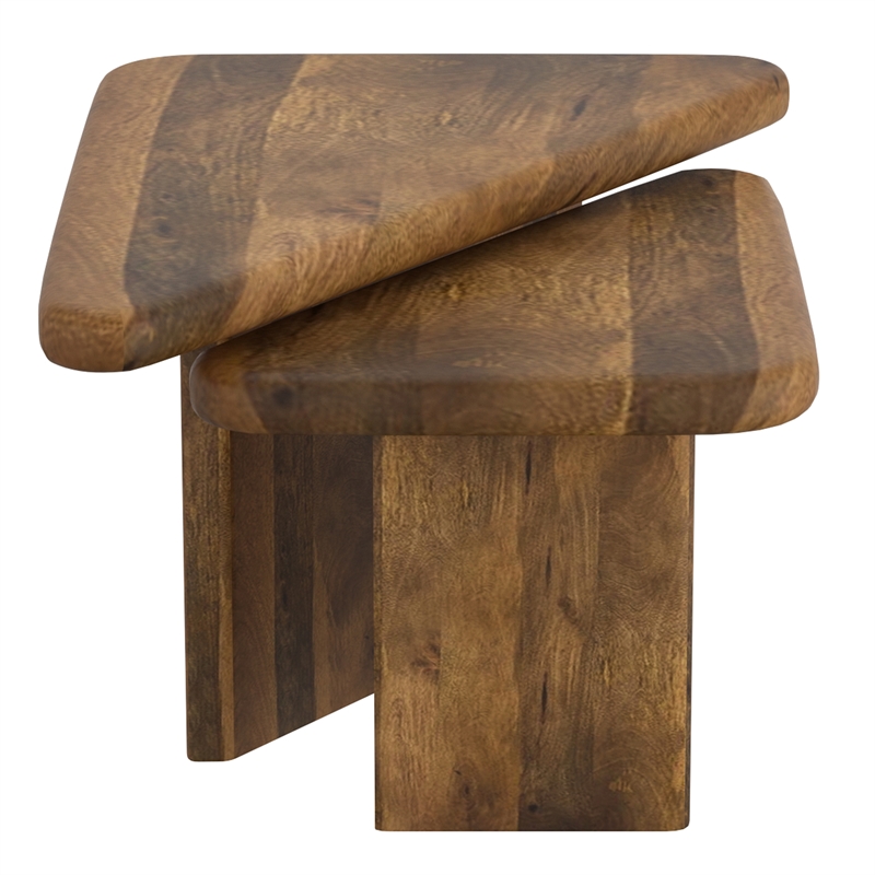 Inspire MidCentury Modern Solid Wood 2pc Coffee Table Set Walnut