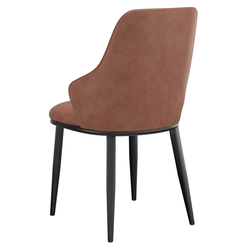 Inspire Faux Leather Metal Dining Chair Faux Leather Set of 2 Saddle Black