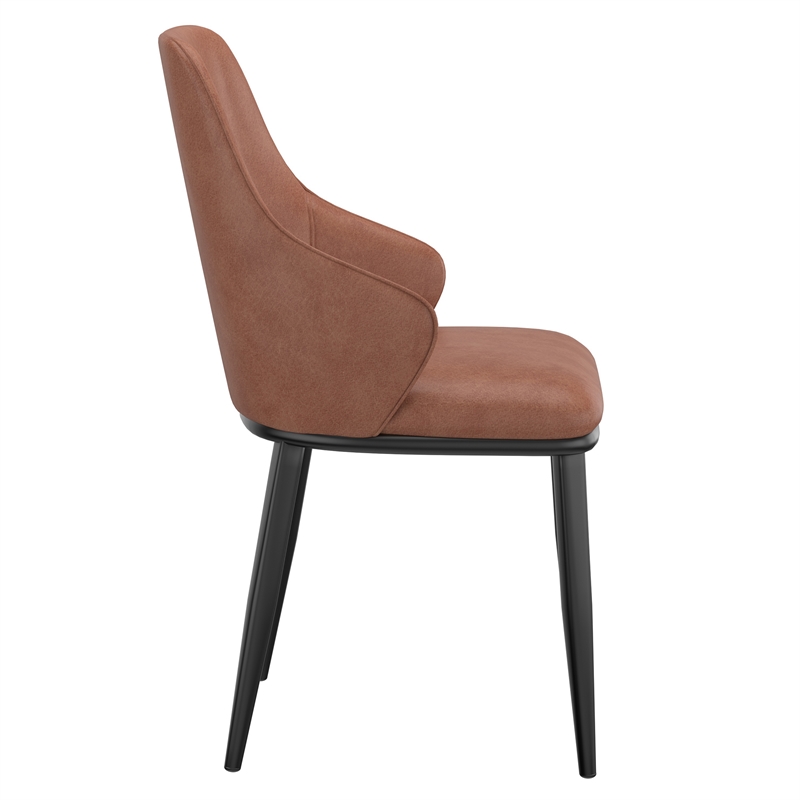 Inspire Faux Leather Metal Dining Chair Faux Leather Set of 2 Saddle Black