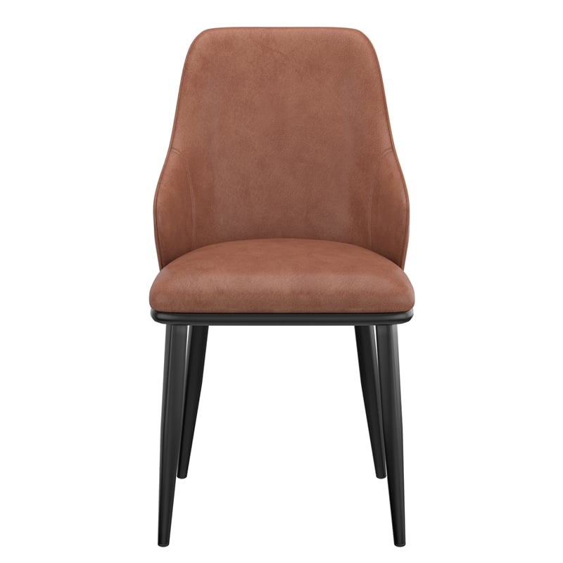 Inspire Faux Leather Metal Dining Chair Faux Leather Set of 2 Saddle Black