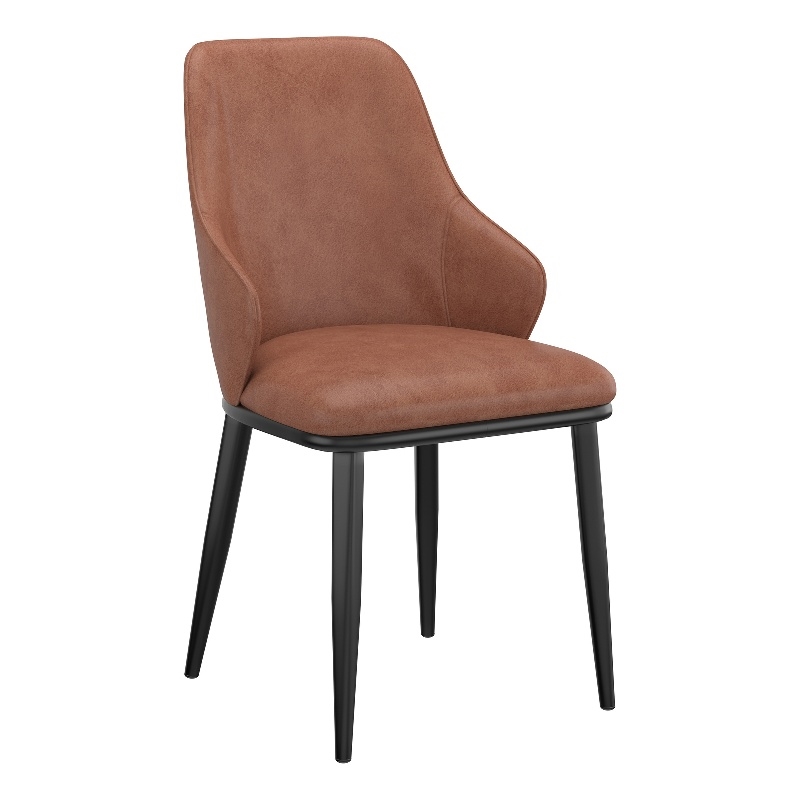 Inspire Faux Leather Metal Dining Chair Faux Leather Set of 2 Saddle Black