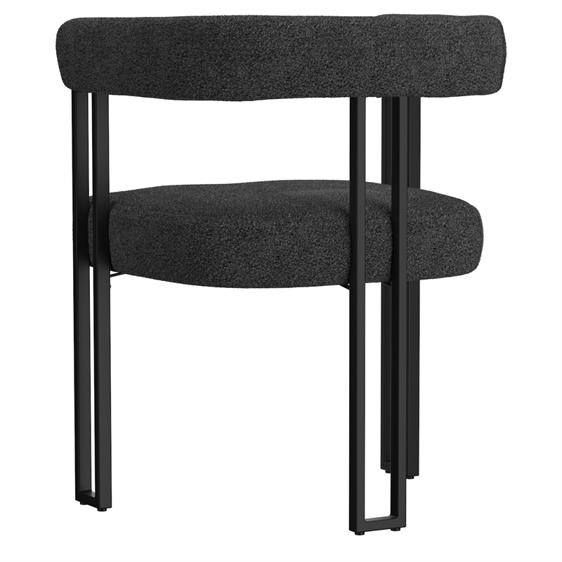 Inspire Contemporary Boucle Fabric Dining Chair Set of 2 Charcoal Black
