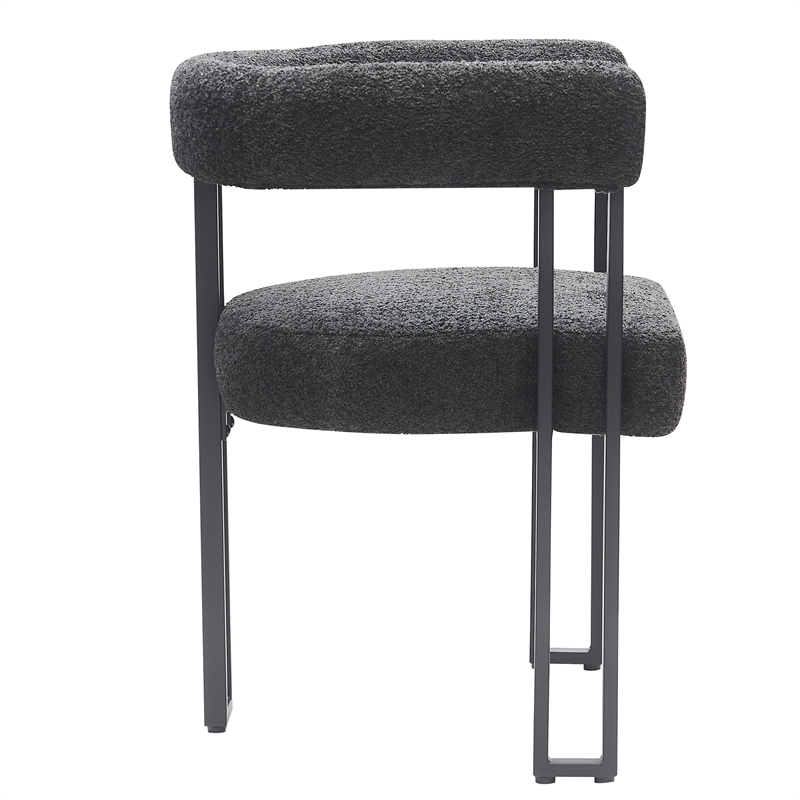 Inspire Contemporary Boucle Fabric Dining Chair Set of 2 Charcoal Black