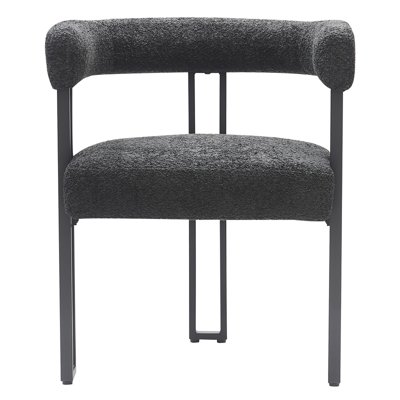 Inspire Contemporary Boucle Fabric Dining Chair Set of 2 Charcoal Black