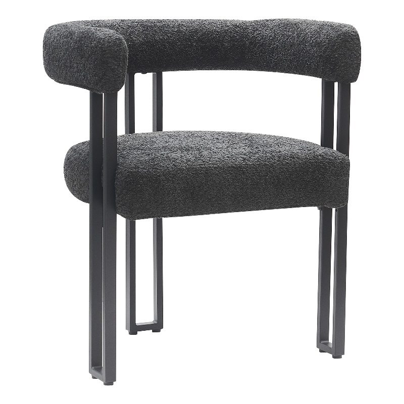 Inspire Contemporary Boucle Fabric Dining Chair Set of 2 Charcoal Black
