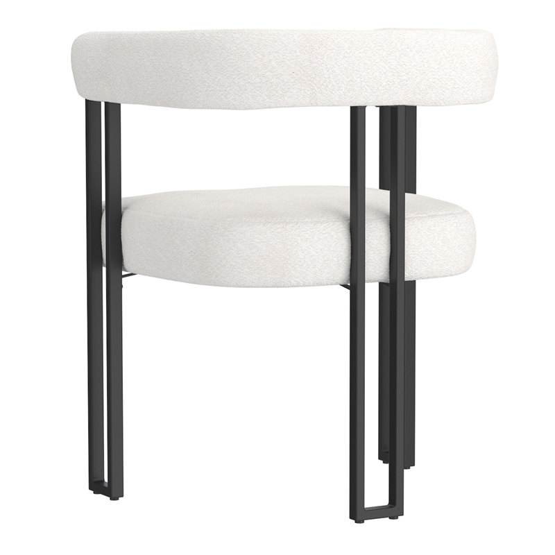 Inspire Contemporary Boucle Fabric Dining Chair Set of 2 Ivory Black
