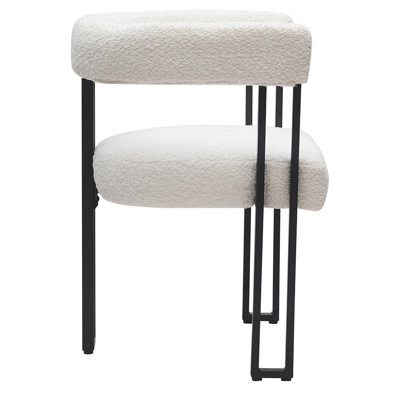 Inspire Contemporary Boucle Fabric Dining Chair Set of 2 Ivory Black
