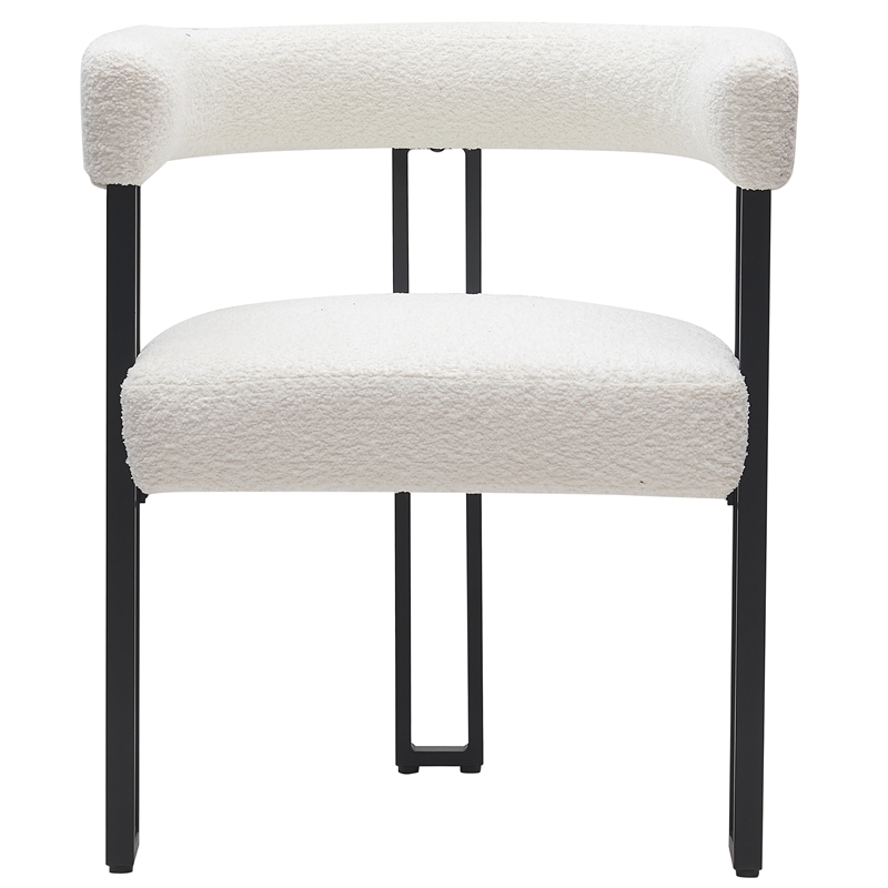 Inspire Contemporary Boucle Fabric Dining Chair Set of 2 Ivory Black