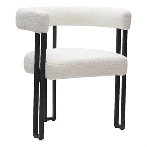 Inspire Contemporary Boucle Fabric Dining Chair Set of 2 Ivory Black