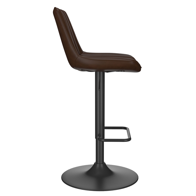 Inspire Faux Leather and Metal Adjustable AirLift Stool Set of 2 Brown and Black