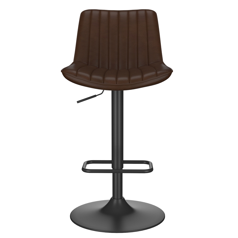 Inspire Faux Leather and Metal Adjustable AirLift Stool Set of 2 Brown and Black