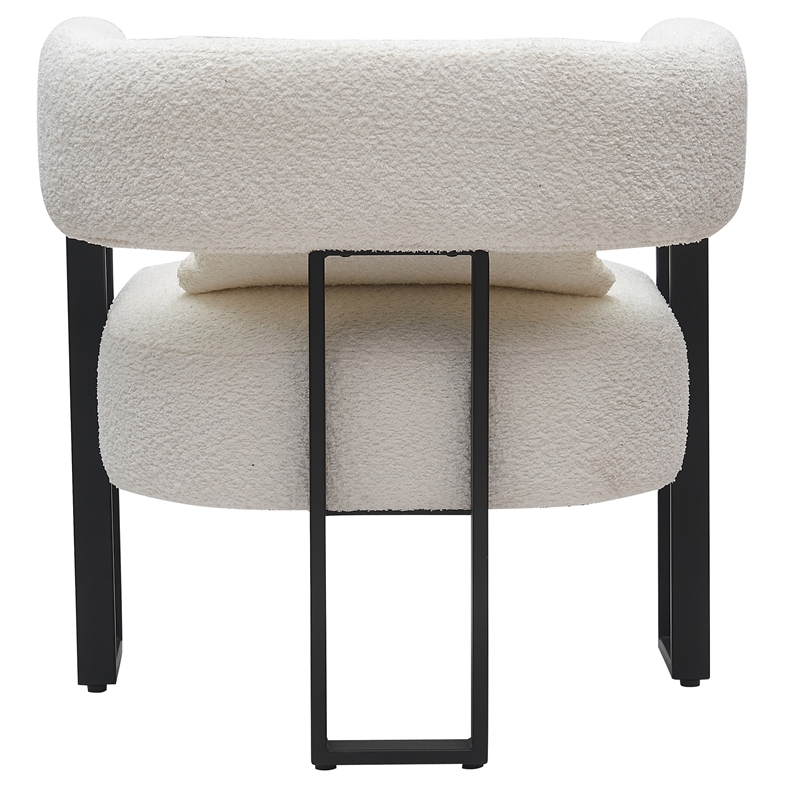 Inspire Contemporary Boucle Fabric Accent Chair Ivory Black