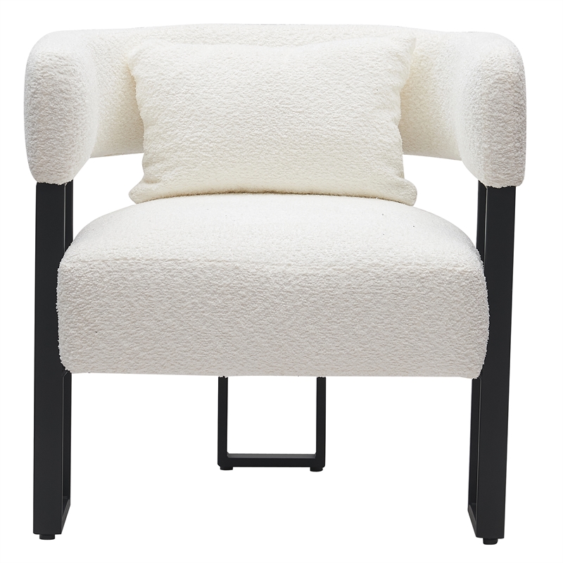 Inspire Contemporary Boucle Fabric Accent Chair Ivory Black