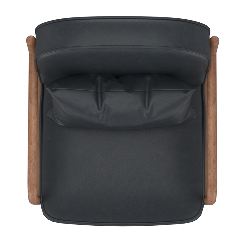 Inspire MidCentury Modern Faux Leather Solid Wood Accent Chair Black Walnut