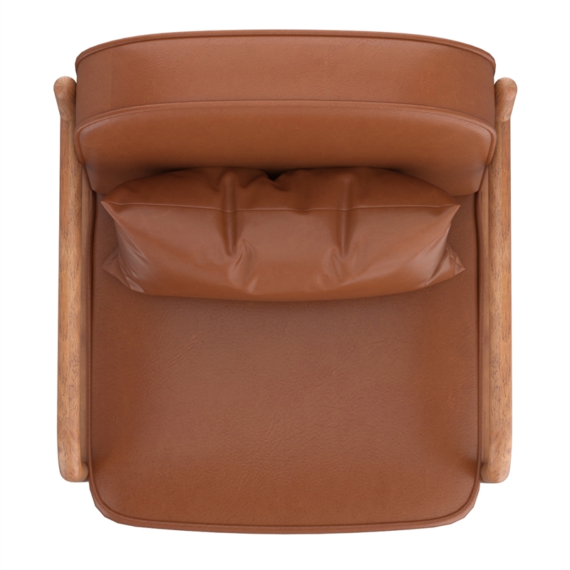 Inspire MidCentury Modern Faux Leather Solid Wood Accent Chair Saddle Walnut