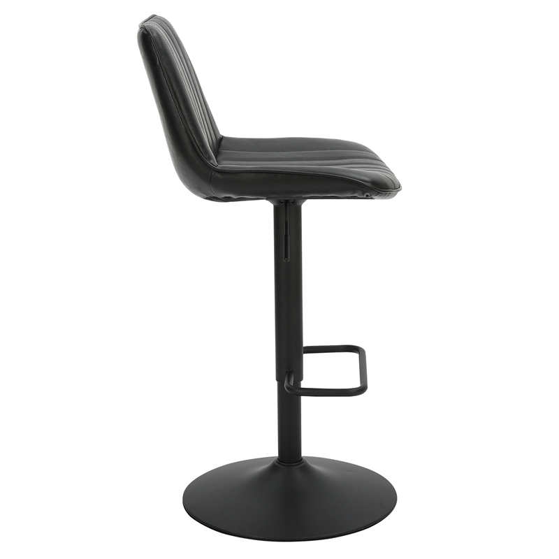 Inspire Contemporary Faux Leather Metal Adjustable AirLift Stool Set of 2 Black