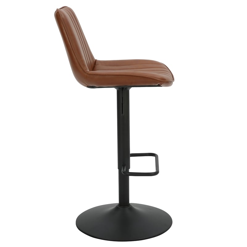 Inspire Faux Leather Metal Adjustable AirLift Stool Set of 2 Saddle Black