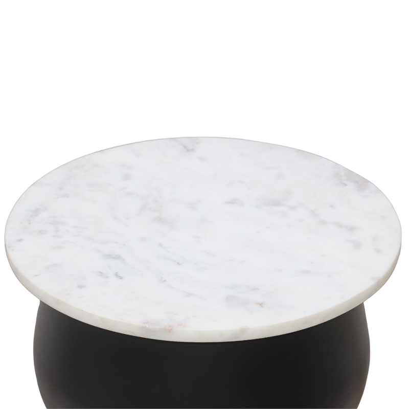 Inspire Modern Marble Metal Accent Table Black White Gold