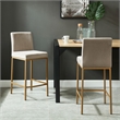 Inspire Contemporary Velvet 26 Inche Counter Stool Set of 2 Beige Aged Gold