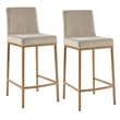 Inspire Contemporary Velvet 26 Inche Counter Stool Set of 2 Beige Aged Gold