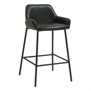 Inspire Contemporary FauxLeather Metal 26 Inche Counter Stool PU Set of 2 Black