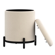 Inspire Modern Boucle Fabric Round Storage Ottoman Cream and Black