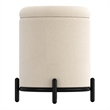 Inspire Modern Boucle Fabric Round Storage Ottoman Cream and Black