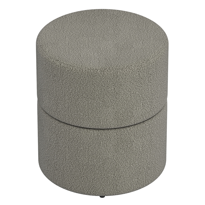 Inspire Modern Boucle Fabric Round Ottoman Grey