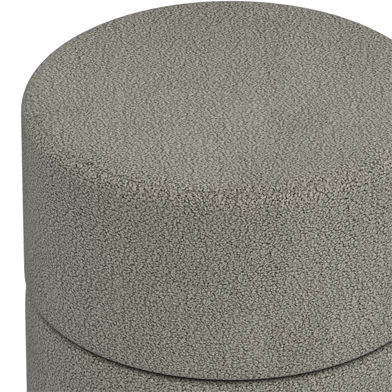 Inspire Modern Boucle Fabric Round Ottoman Grey