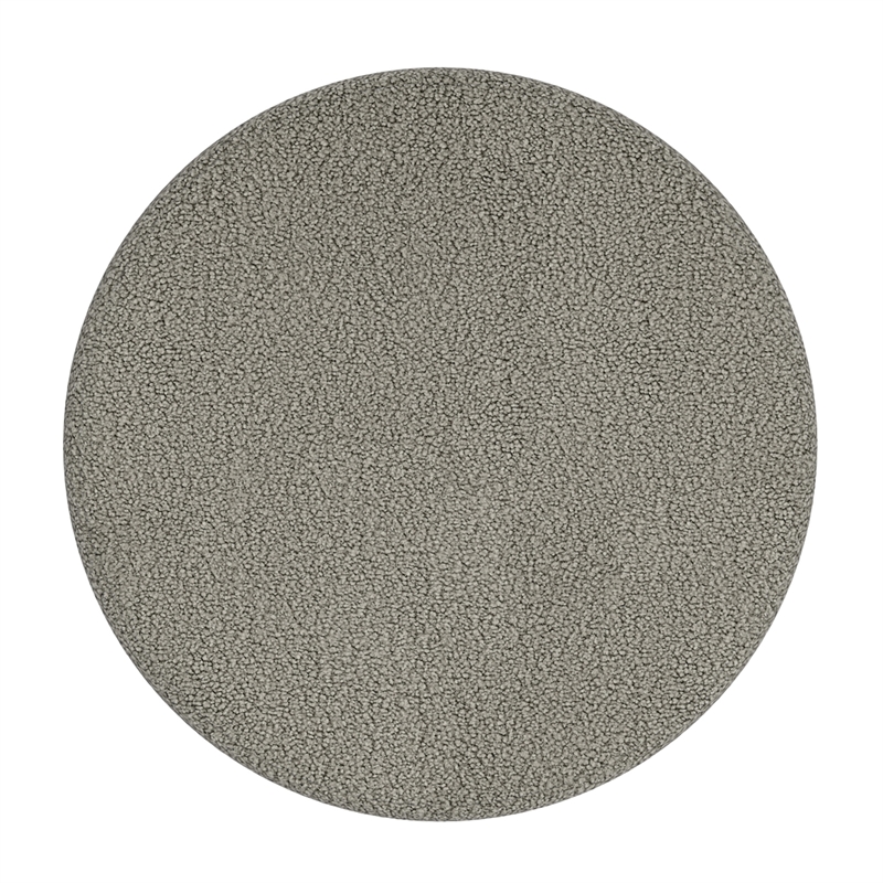 Inspire Modern Boucle Fabric Round Ottoman Grey