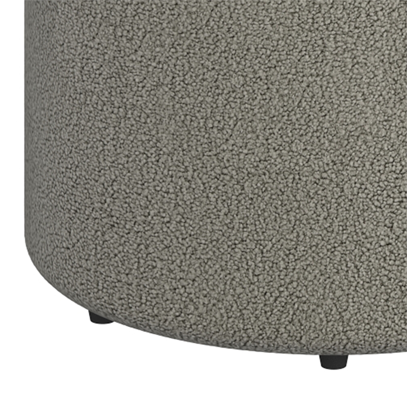 Inspire Modern Boucle Fabric Round Ottoman Grey