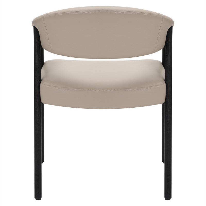 Inspire Modern Faux Leather & Wood Dining Chair in Mushroom/Black (Set of 2)