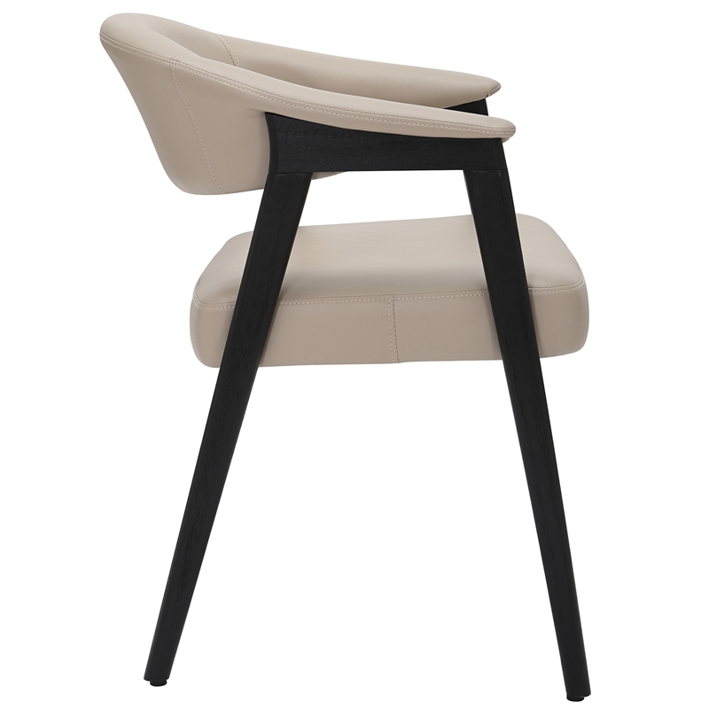 Inspire Modern Faux Leather & Wood Dining Chair in Mushroom/Black (Set of 2)