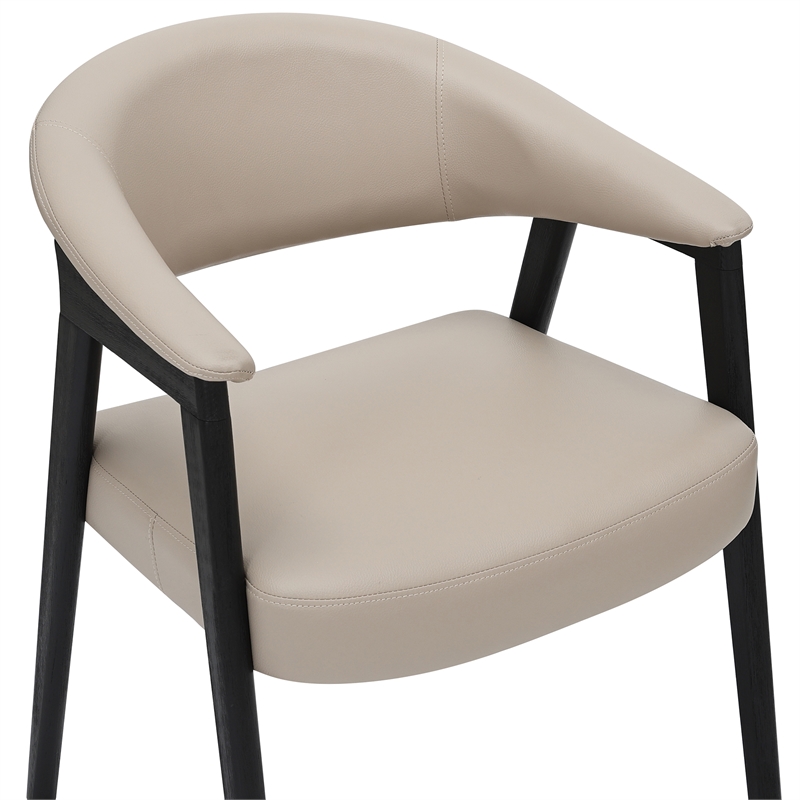 Inspire Modern Faux Leather & Wood Dining Chair in Mushroom/Black (Set of 2)
