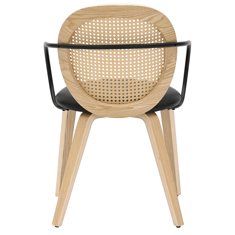 Inspire Modern Bentwood Faux Leather Dining Chair in Light Oak/Black (Set of 2)