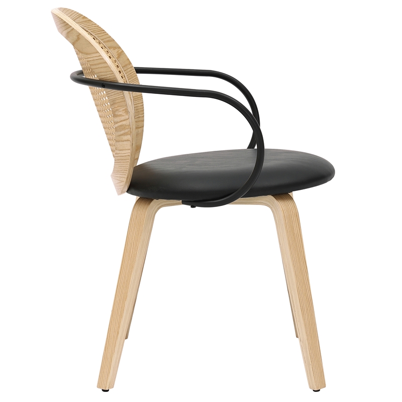 Inspire Modern Bentwood Faux Leather Dining Chair in Light Oak/Black (Set of 2)