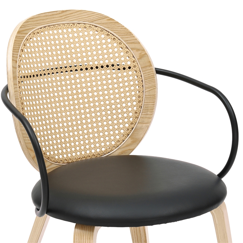 Inspire Modern Bentwood Faux Leather Dining Chair in Light Oak/Black (Set of 2)
