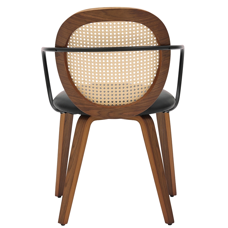 Inspire Modern Bentwood Faux Leather Dining Chair in Walnut/Black (Set of 2)
