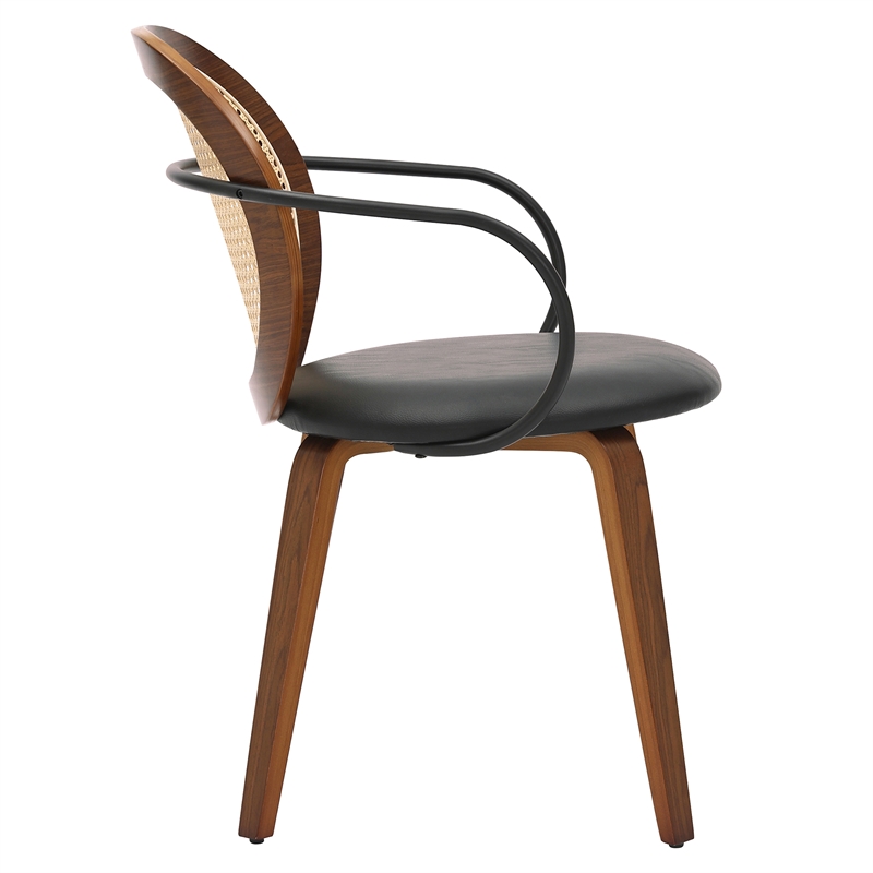 Inspire Modern Bentwood Faux Leather Dining Chair in Walnut/Black (Set of 2)
