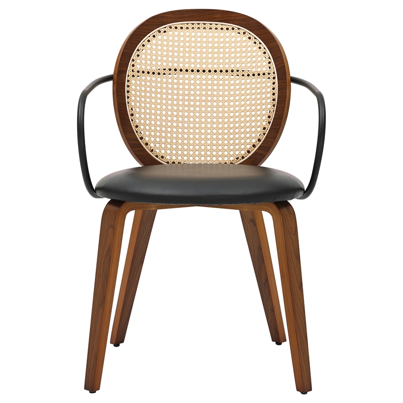 Inspire Modern Bentwood Faux Leather Dining Chair in Walnut/Black (Set of 2)