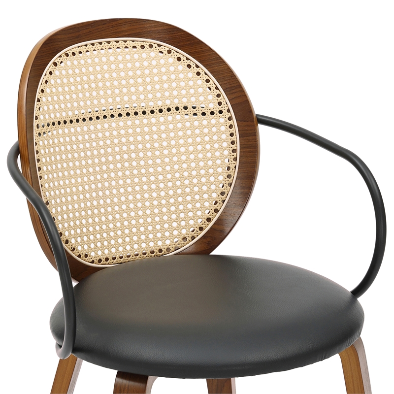 Inspire Modern Bentwood Faux Leather Dining Chair in Walnut/Black (Set of 2)