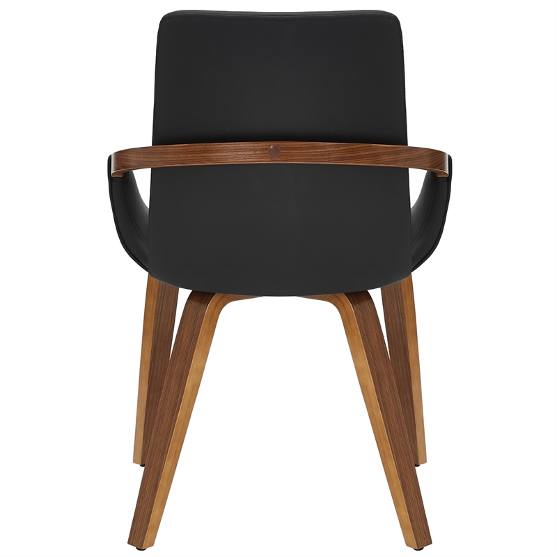 Inspire Modern Faux Leather Bentwood Dining Chair in Black/Dark Walnut(Set of 2)
